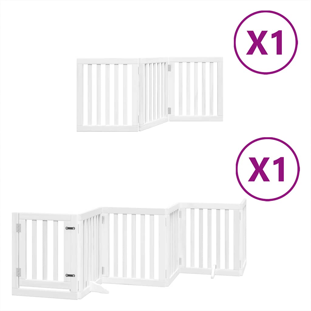 Vrata za pse s vratašcima 9 panela sklopiva 450 cm drvo topole Bijela 50 x 60 x 2 cm