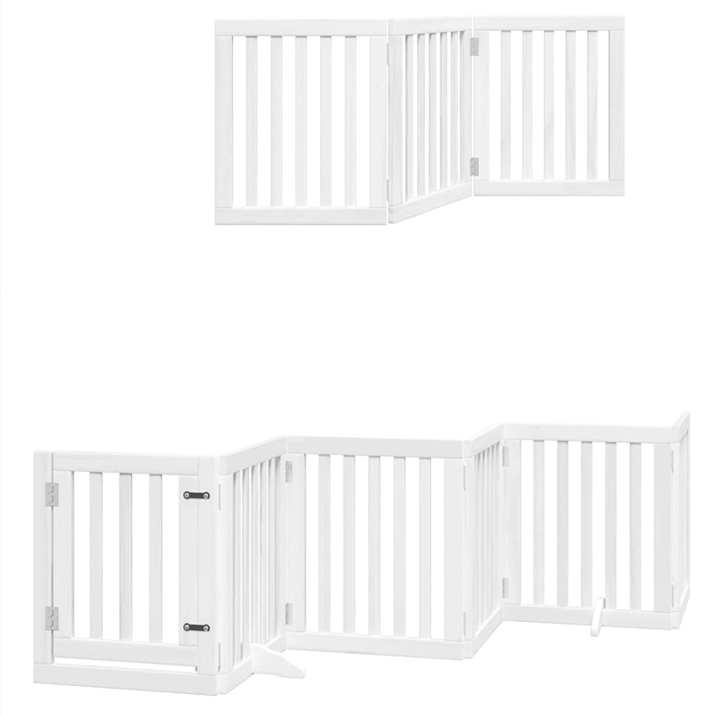 Vrata za pse s vratašcima 9 panela sklopiva 450 cm drvo topole Bijela 50 x 60 x 2 cm