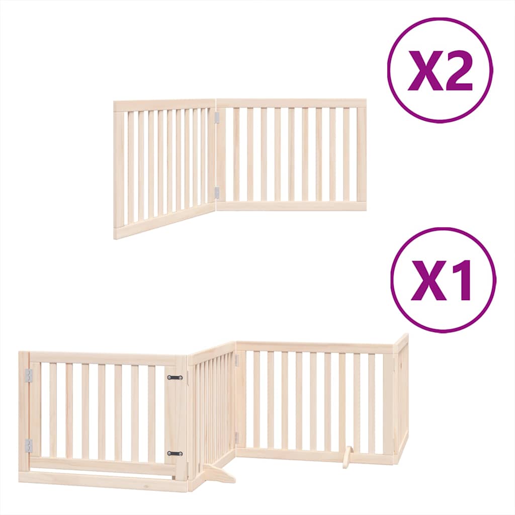 Vrata za pse s vratašcima 8 panela sklopiva 640 cm drvo topole