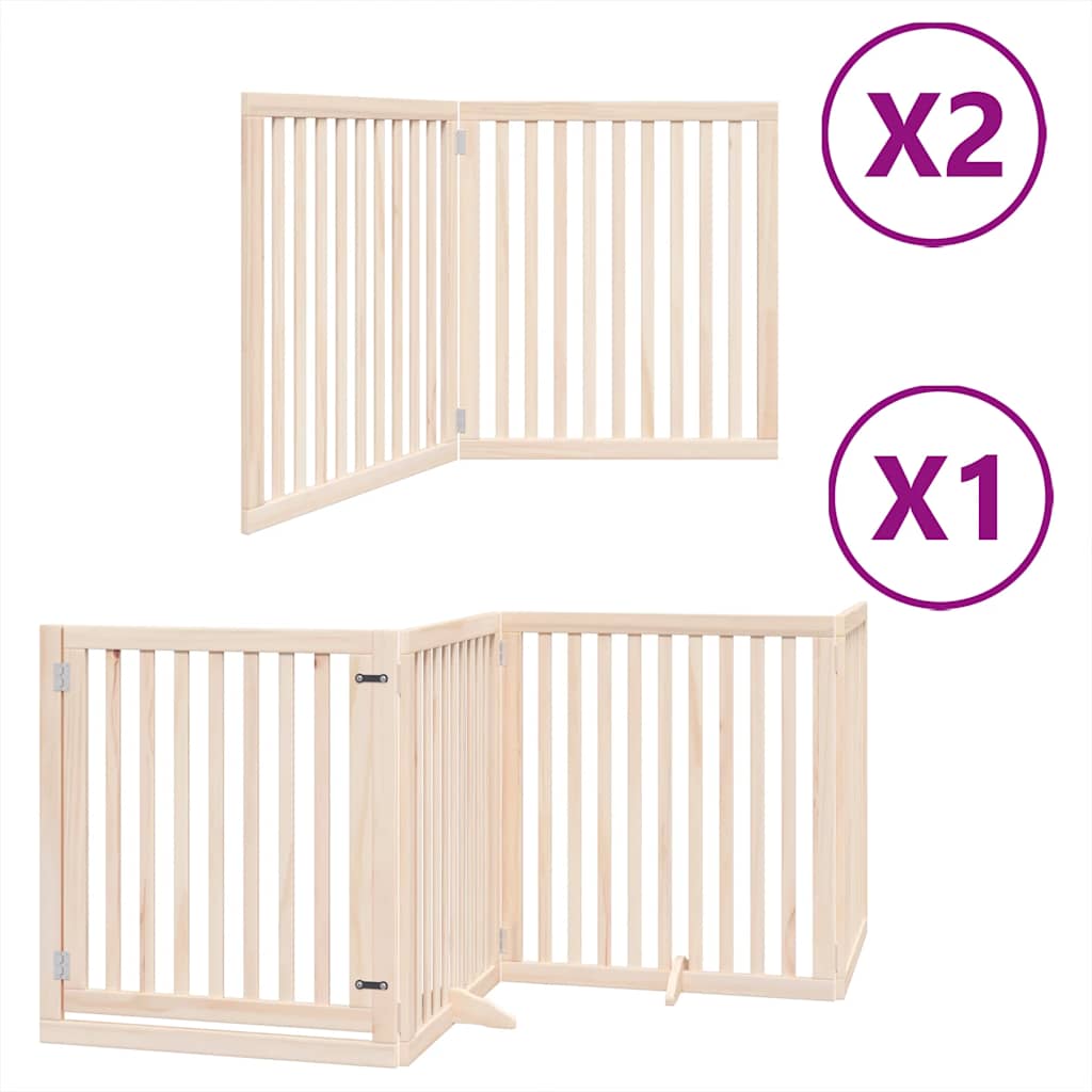 Vrata za pse s vratašcima 8 panela sklopiva 640 cm drvo topole