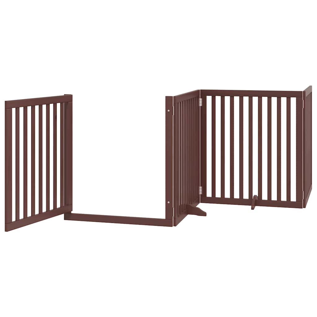 Vrata za pse s vratašcima 8 panela sklopiva 640 cm drvo topole Smeđa 80 x 90 x 2 cm