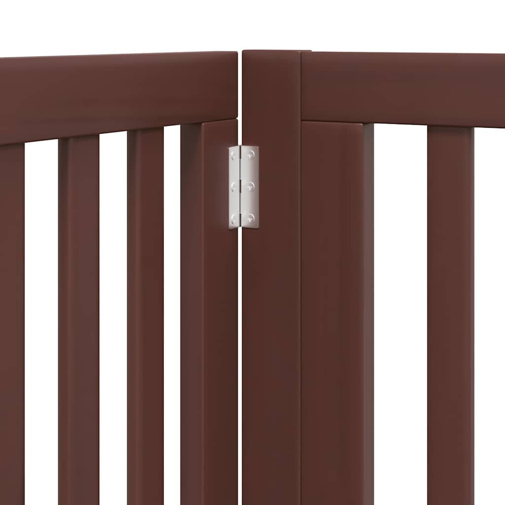 Vrata za pse s vratašcima 8 panela sklopiva 640 cm drvo topole Smeđa 80 x 90 x 2 cm