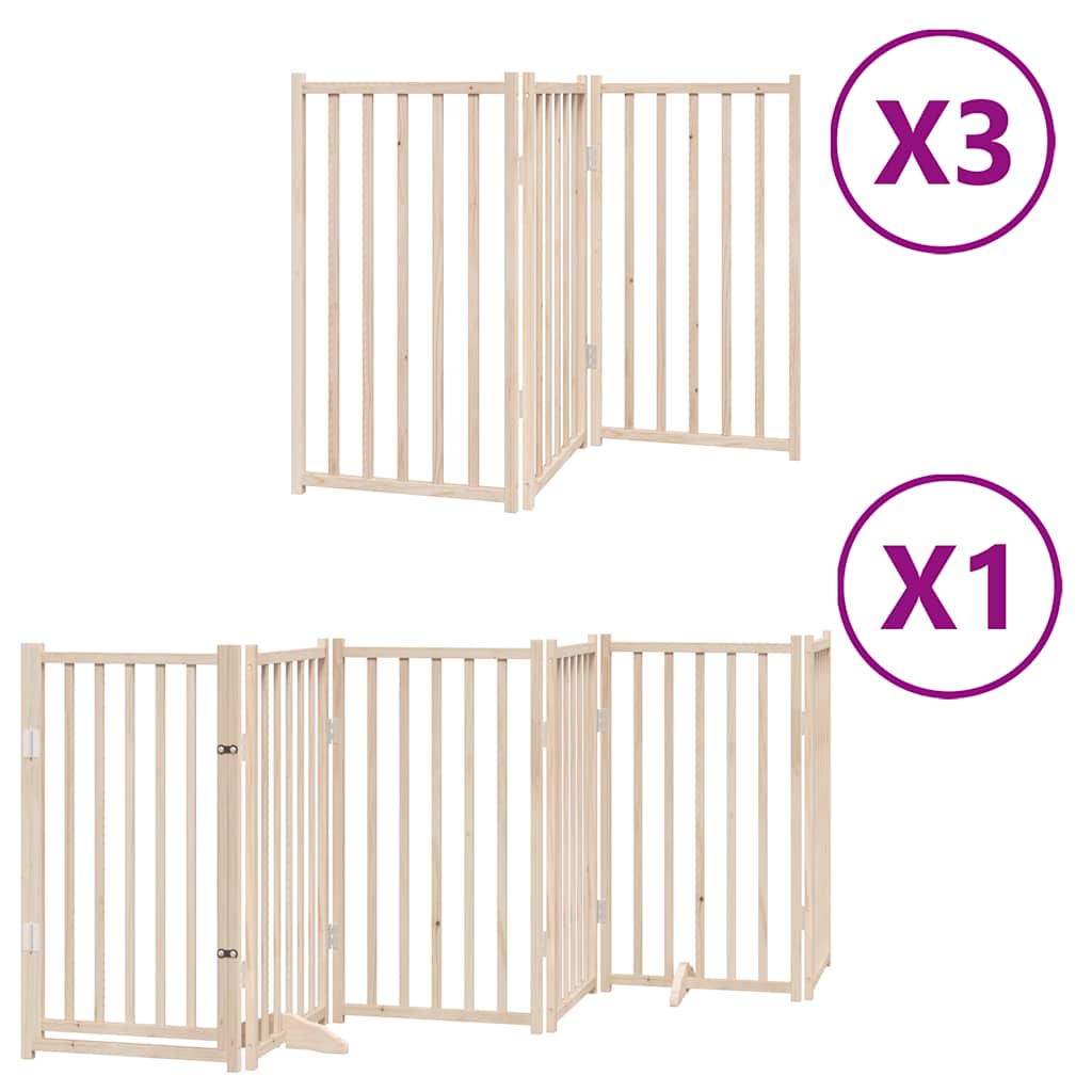 Vrata za pse s vratašcima 15 panela sklopiva 750 cm drvo topole Smeđa 50 x 90 x 2 cm