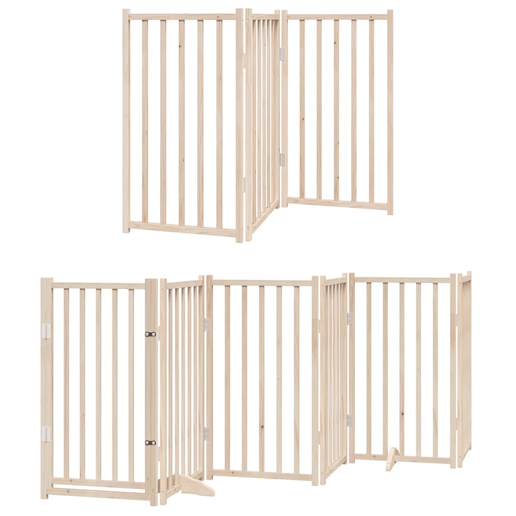Vrata za pse s vratašcima 15 panela sklopiva 750 cm drvo topole Smeđa 50 x 90 x 2 cm