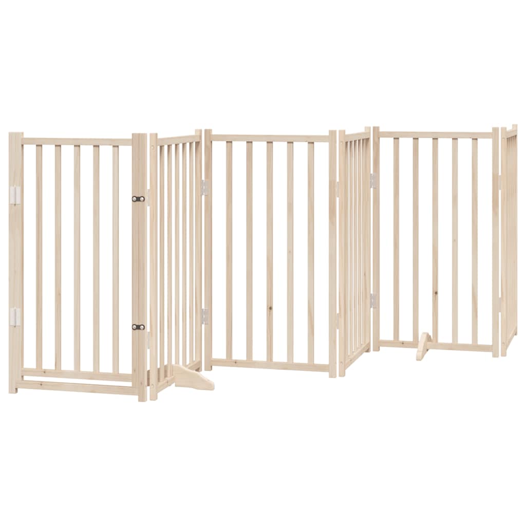 Vrata za pse s vratašcima 15 panela sklopiva 750 cm drvo topole Smeđa 50 x 90 x 2 cm