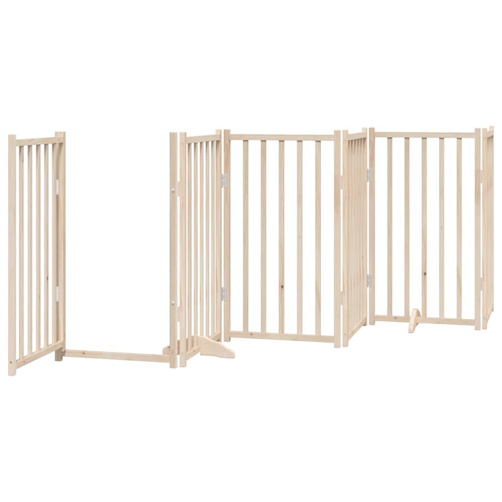 Vrata za pse s vratašcima 15 panela sklopiva 750 cm drvo topole Smeđa 50 x 90 x 2 cm