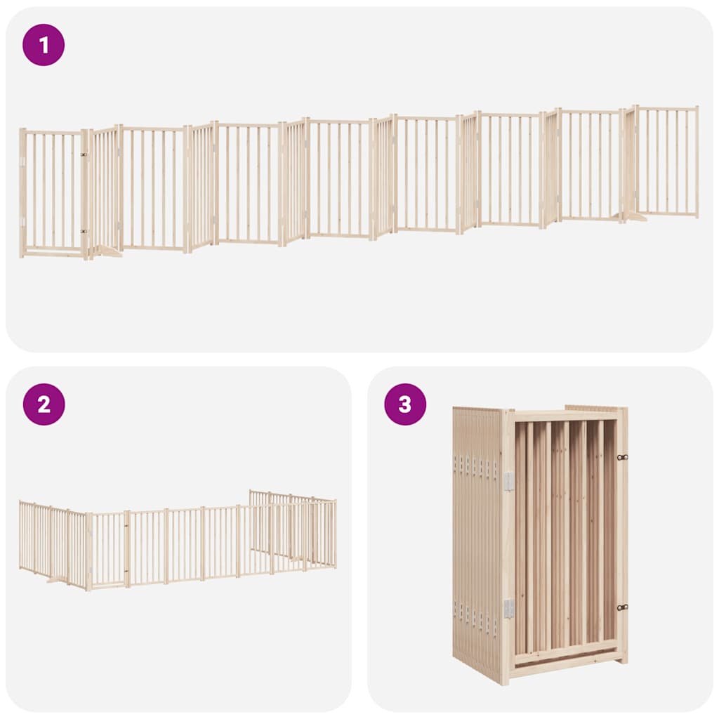 Vrata za pse s vratašcima 15 panela sklopiva 750 cm drvo topole Smeđa 50 x 90 x 2 cm