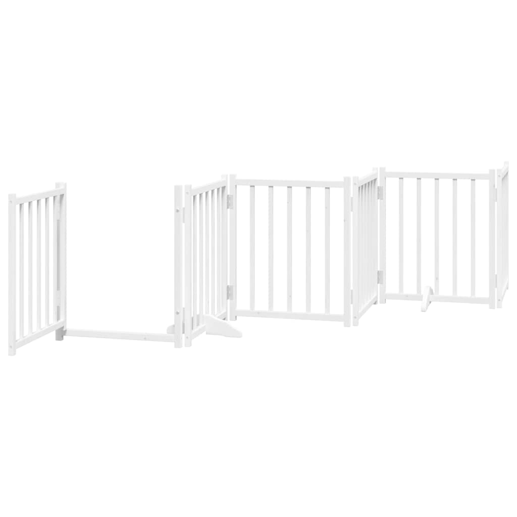 Vrata za pse s vratašcima 9 panela sklopiva 450 cm drvo topole Bijela 50 x 60 x 2 cm
