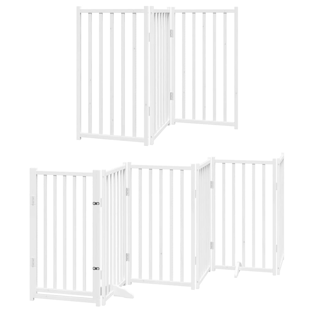 Vrata za pse s vratašcima 15 panela sklopiva 750 cm drvo topole Bijela 50 x 90 x 2 cm