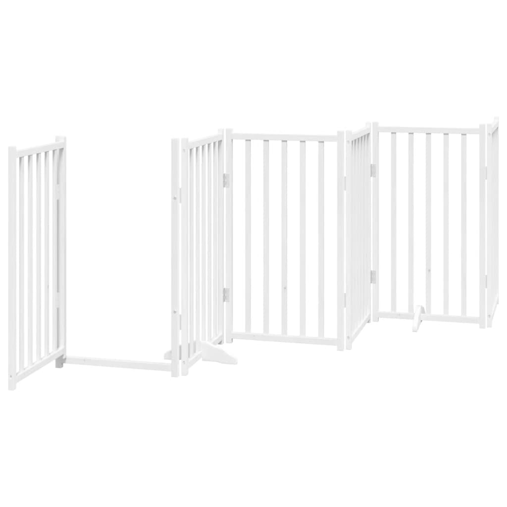 Vrata za pse s vratašcima 15 panela sklopiva 750 cm drvo topole Bijela 50 x 90 x 2 cm