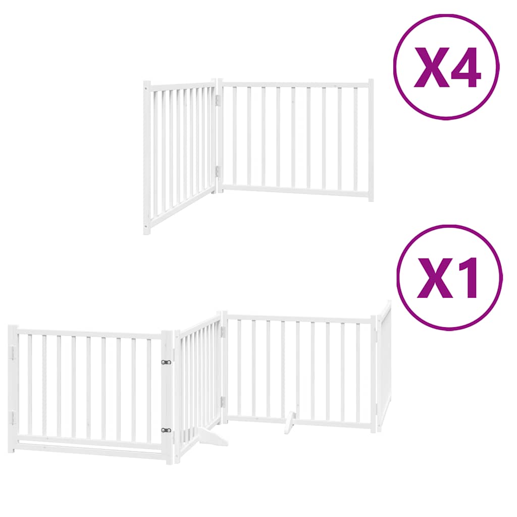 Vrata za pse s vratašcima 12 panela sklopiva 960 cm drvo topole Bijela 80 x 60 x 2 cm