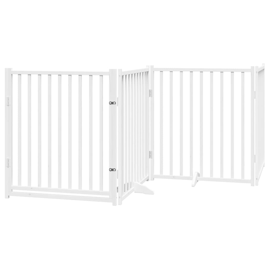 Vrata za pse s vratašcima 6 panela sklopiva 480 cm drvo topole Bijela 80 x 90 x 2 cm