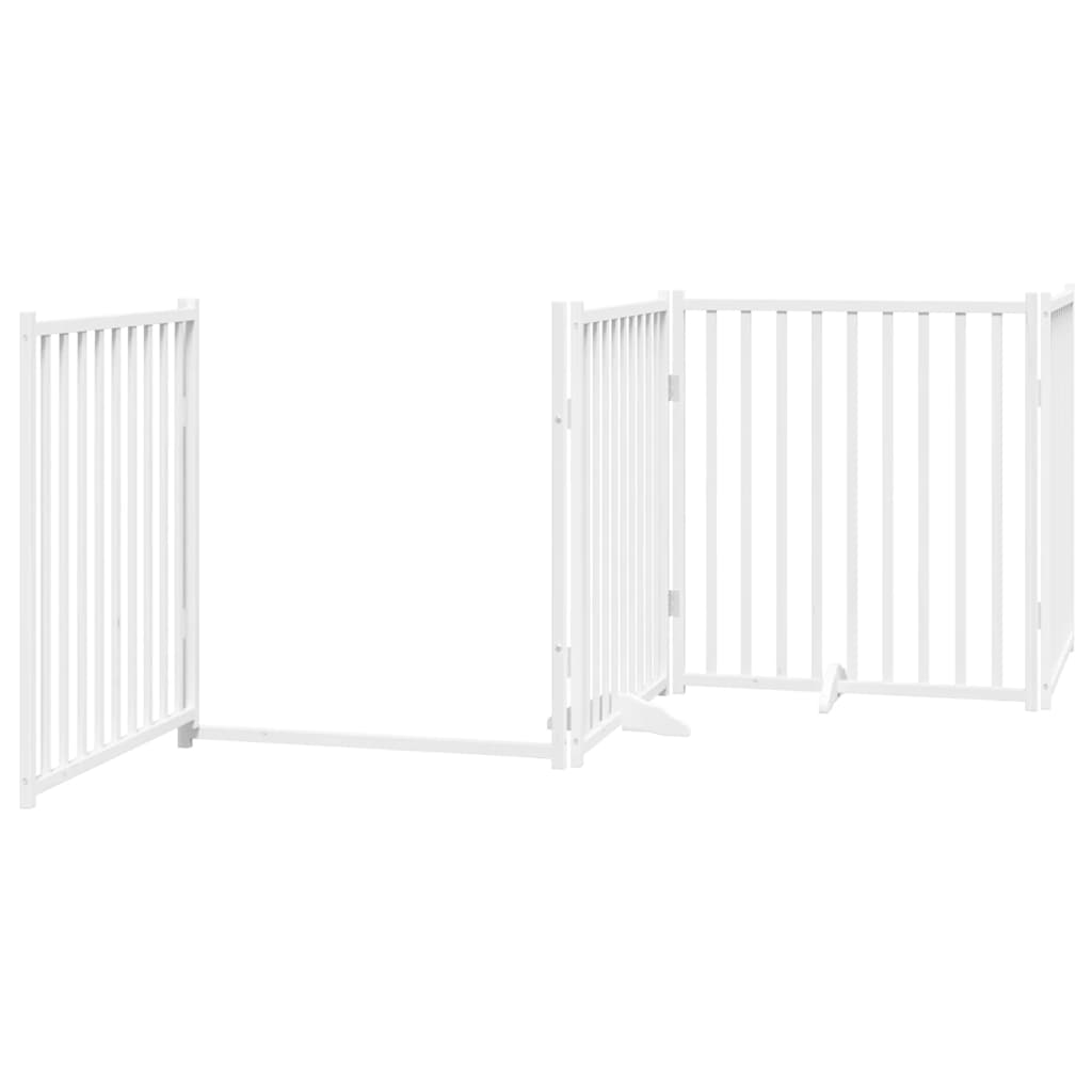 Vrata za pse s vratašcima 6 panela sklopiva 480 cm drvo topole Bijela 80 x 90 x 2 cm