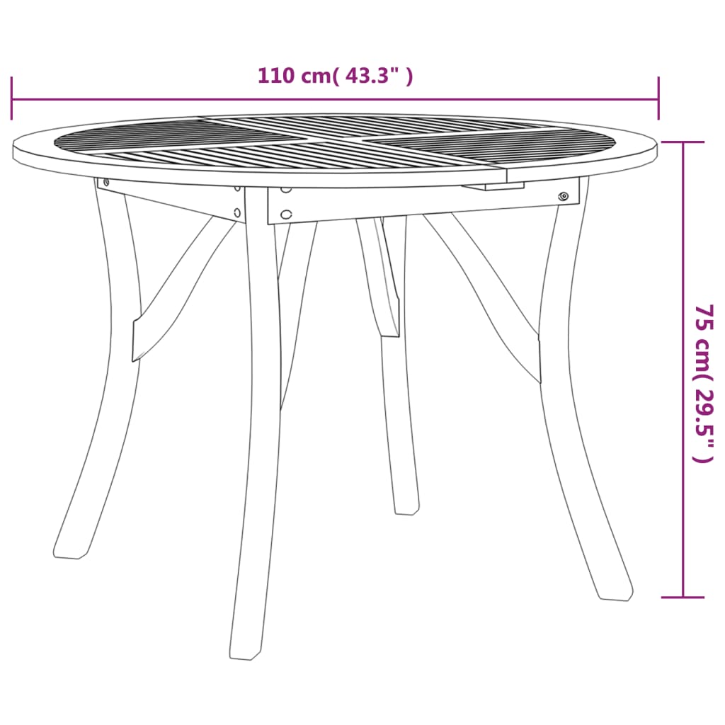 Vrtni stol Ø 110 cm od masivnog bagremovog drva