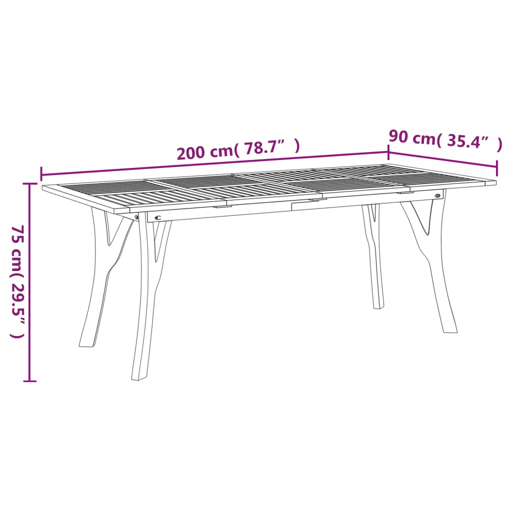 Vrtni stol 200 x 90 x 75 cm od masivnog bagremovog drva