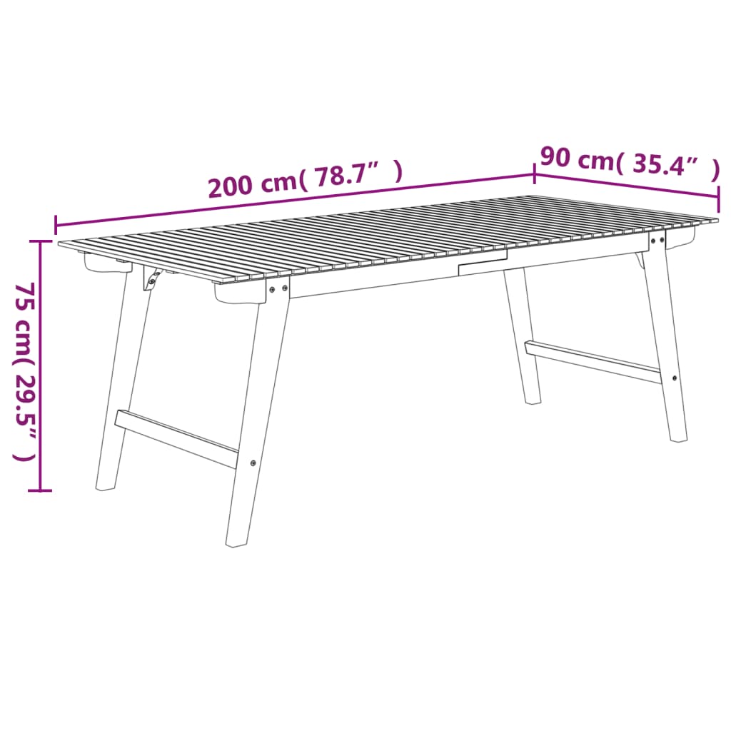 Vrtni stol 200 x 90 x 75 cm od masivnog bagremovog drva