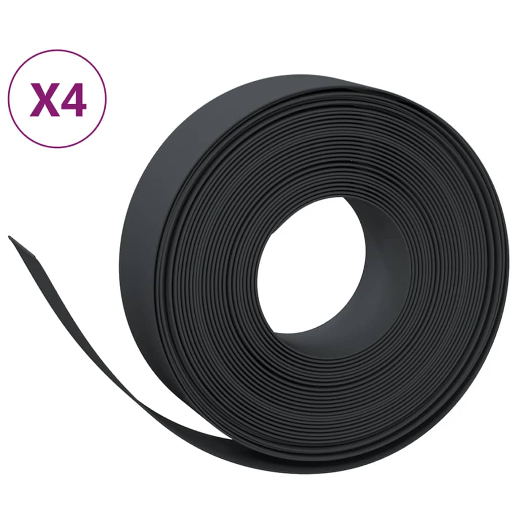 Vrtne ivice 4 kom crne 10 m 15 cm od polietilena