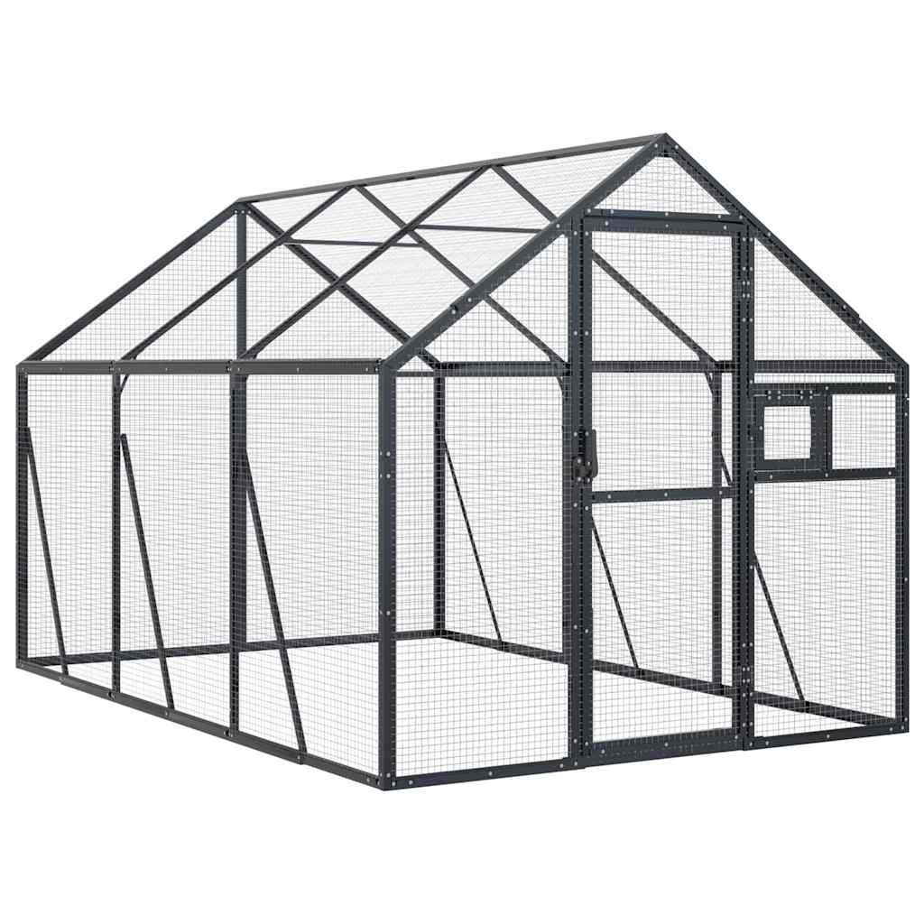 Kavez za ptice antracit 1,79x3x1,85 m aluminijski