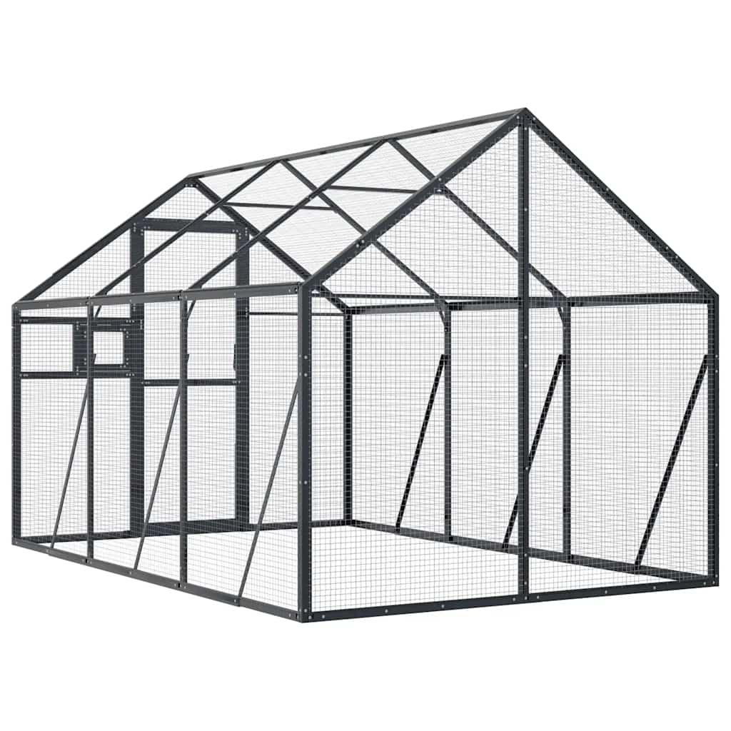 Kavez za ptice antracit 1,79x3x1,85 m aluminijski