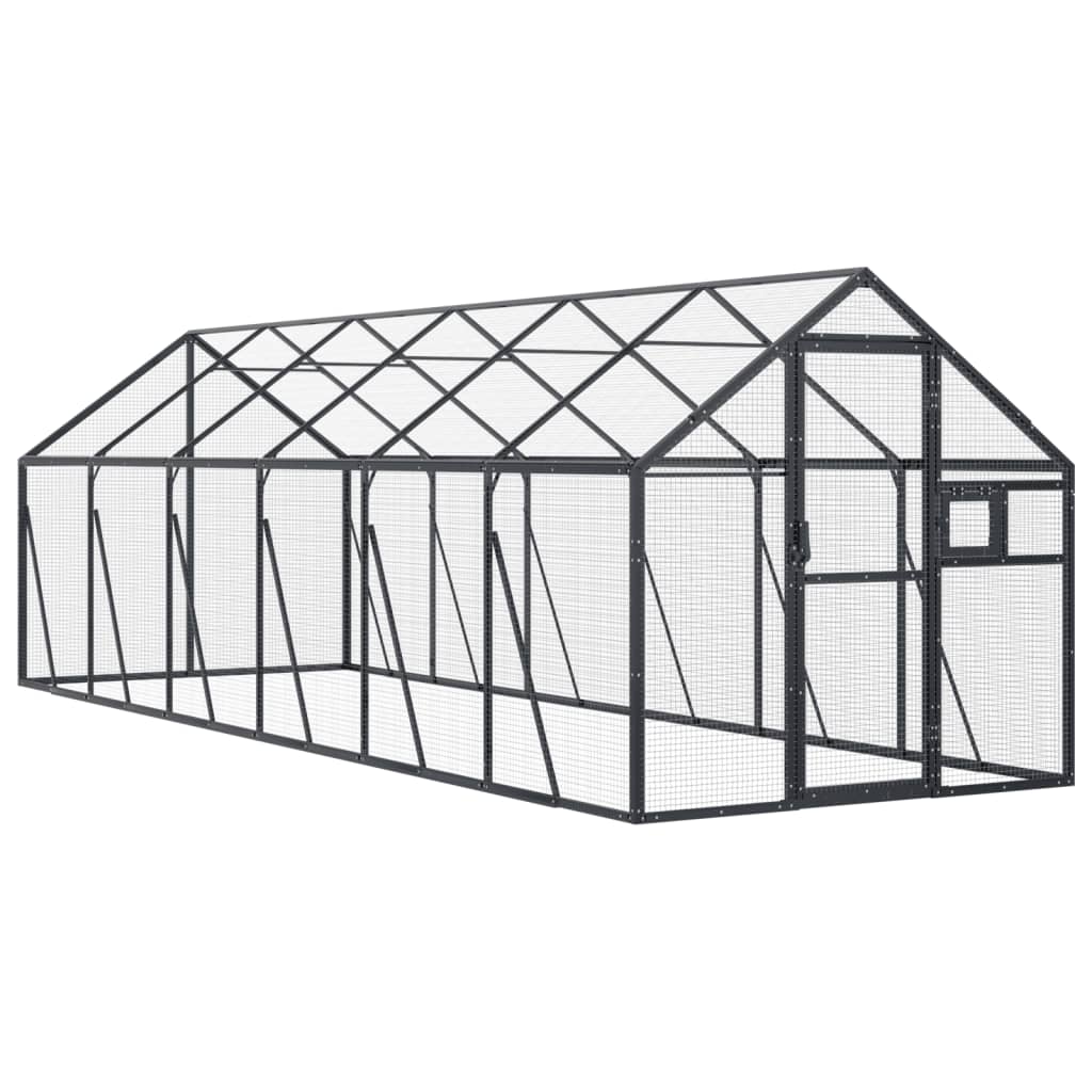 Kavez za ptice antracit 1,79x6x1,85 m aluminijski