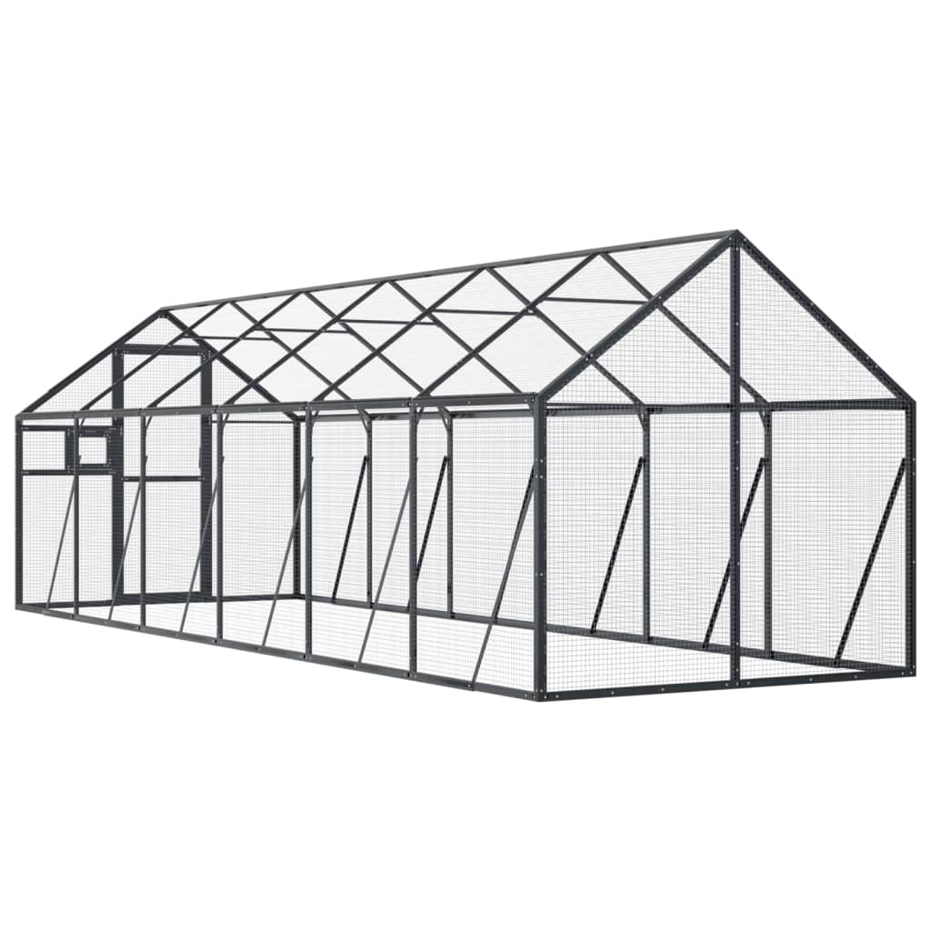 Kavez za ptice antracit 1,79x6x1,85 m aluminijski