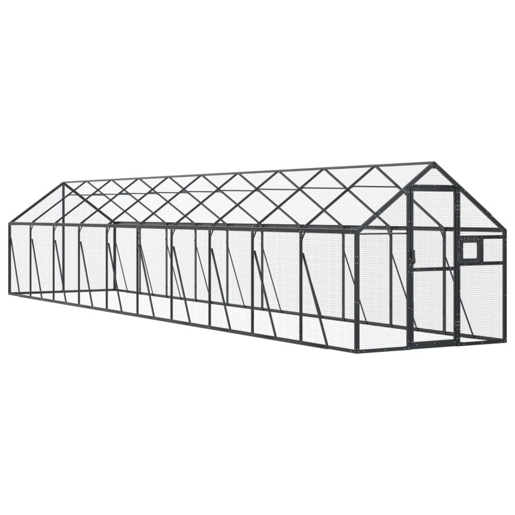 Kavez za ptice antracit 1,79x10x1,85 m aluminijski
