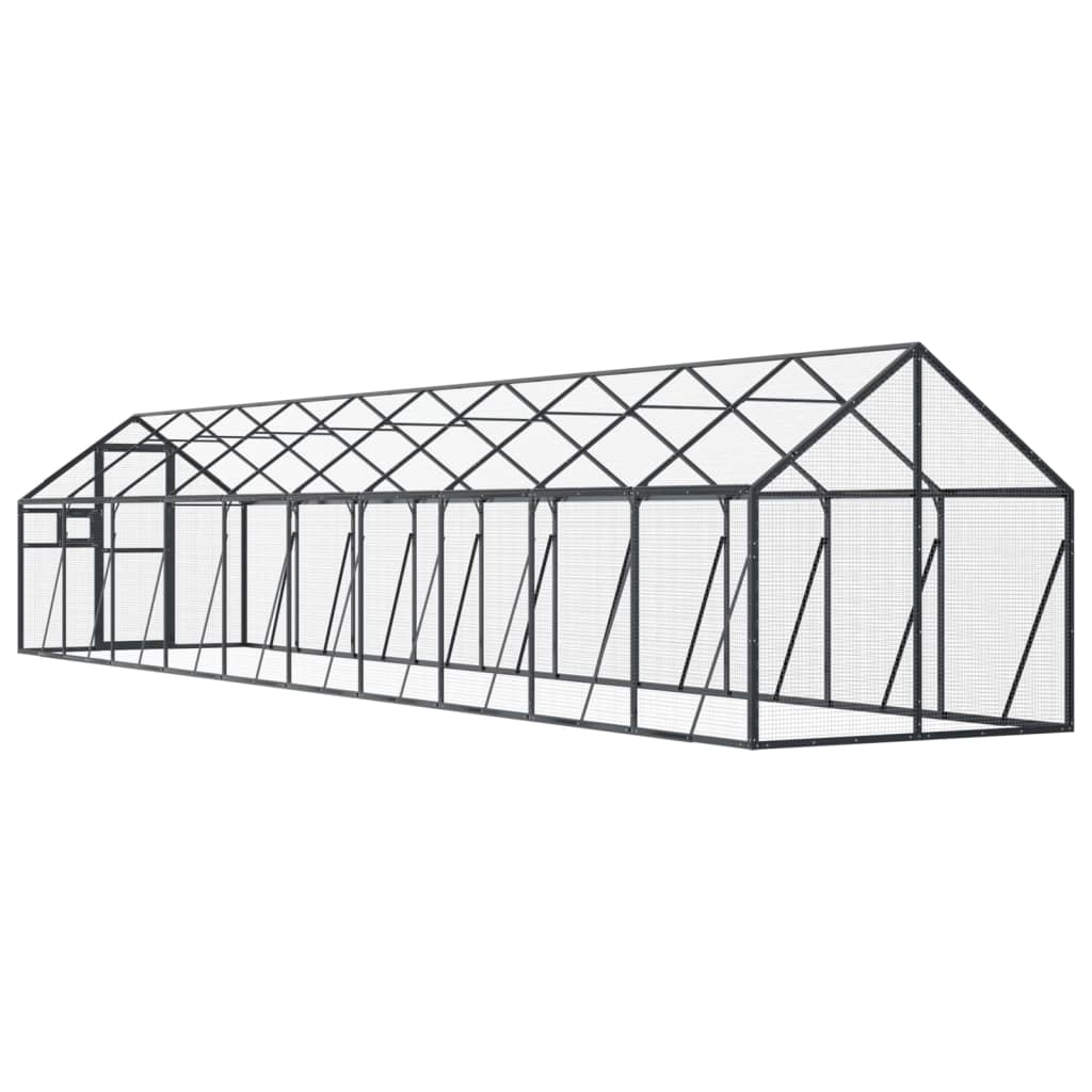 Kavez za ptice antracit 1,79x10x1,85 m aluminijski