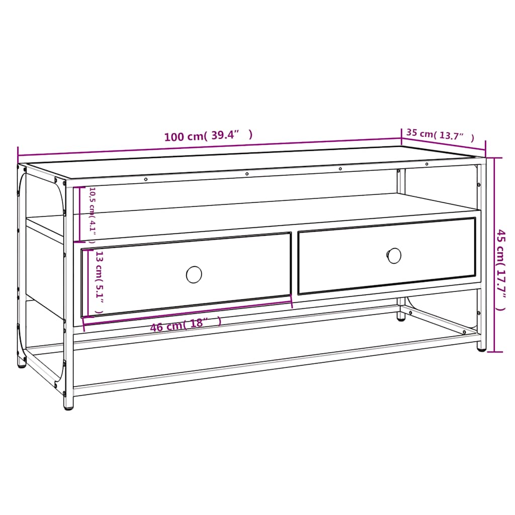 TV ormarić crni 100 x 35 x 45 cm od konstruiranog drva
