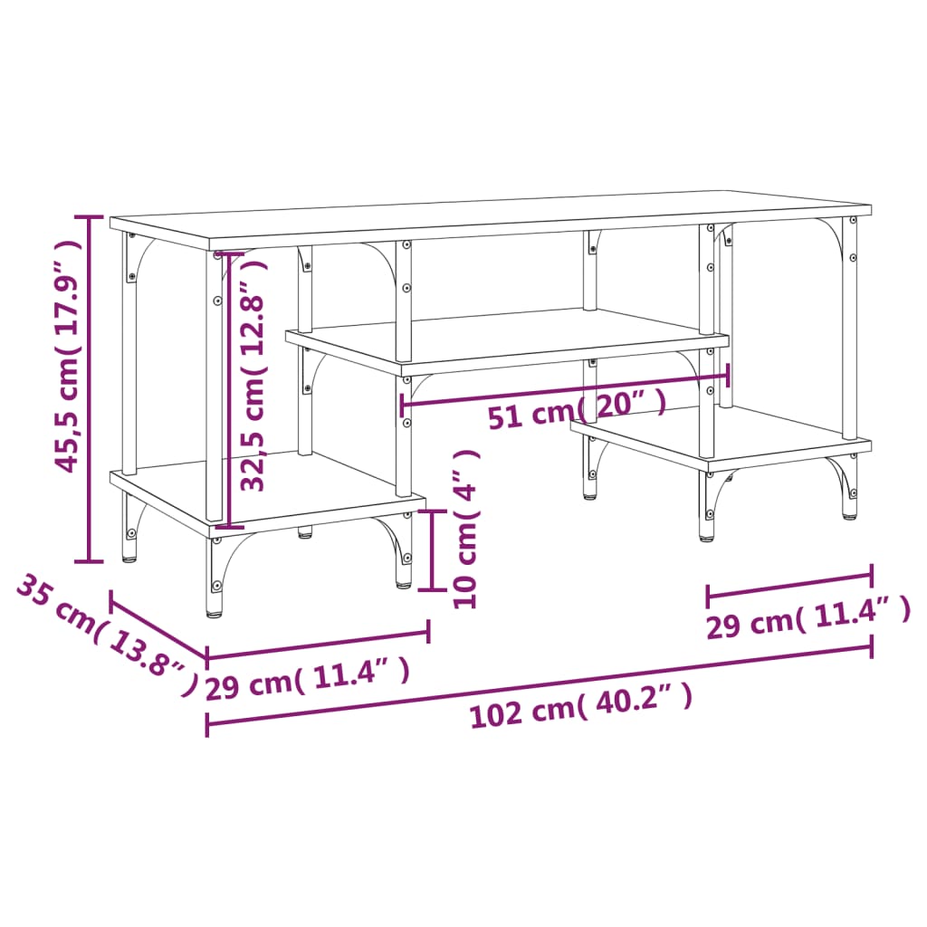 TV ormarić boja smeđeg hrasta 102x35x45,5 cm konstruirano drvo