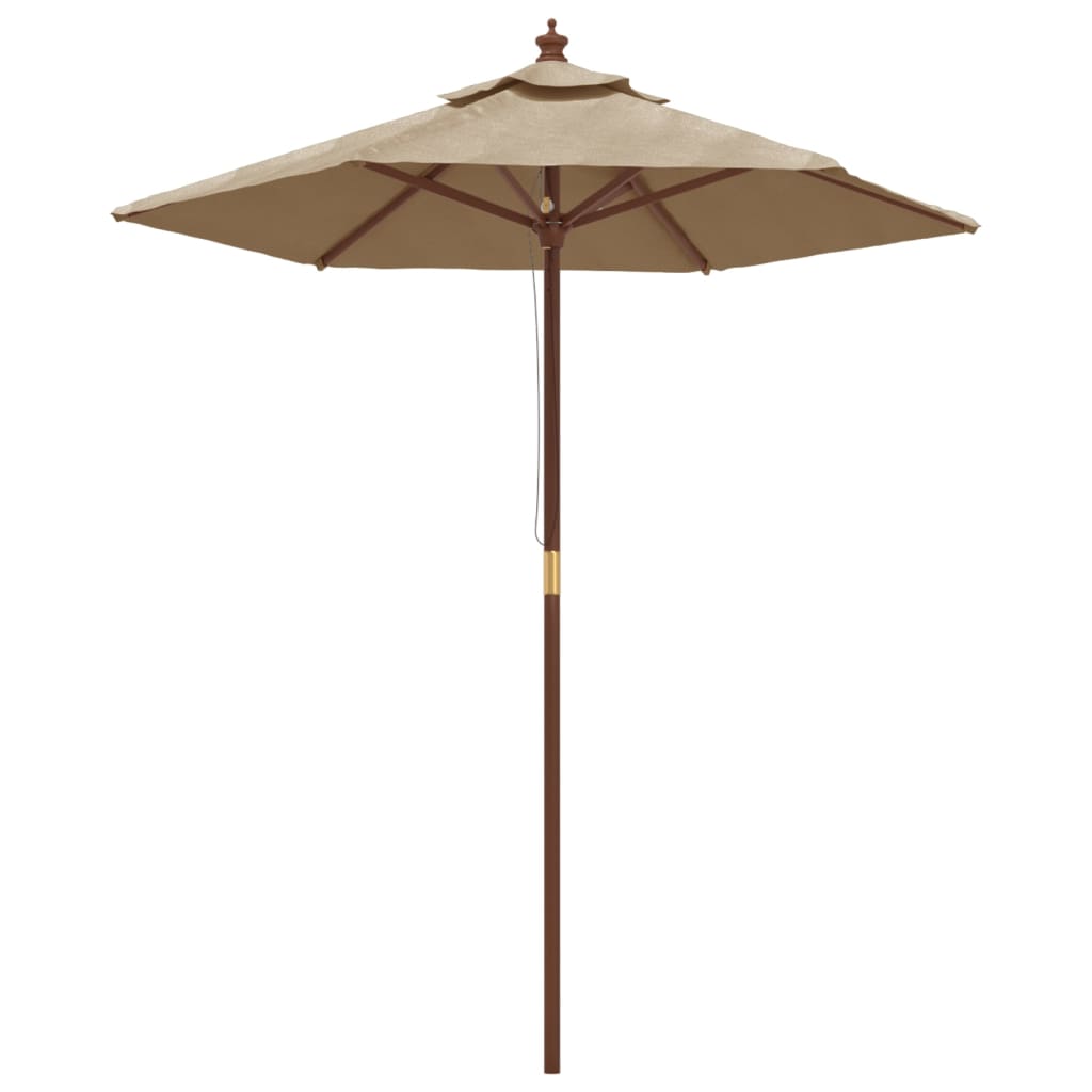 Vrtni suncobran s drvenim stupom smeđesivi 196 x 231 cm