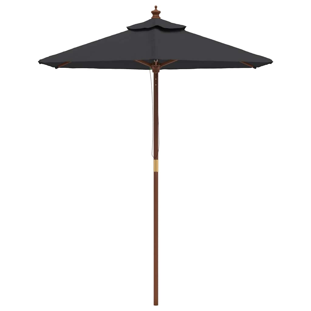 Vrtni suncobran s drvenim stupom crni 196 x 231 cm