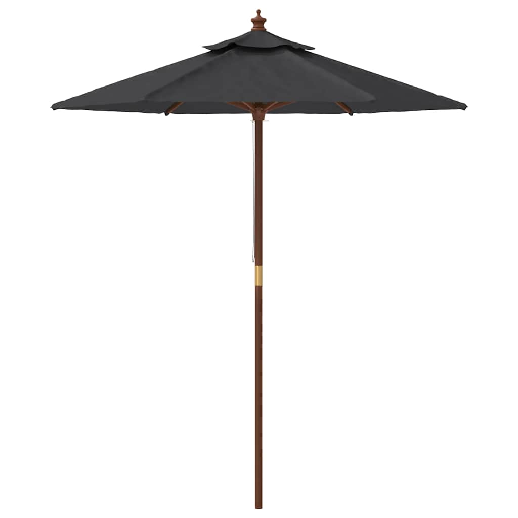 Vrtni suncobran s drvenim stupom crni 196 x 231 cm