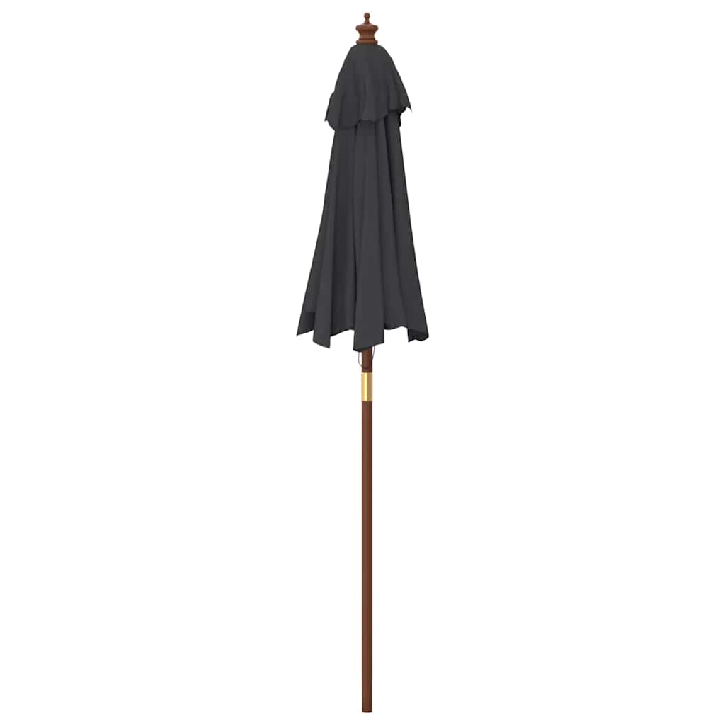 Vrtni suncobran s drvenim stupom crni 196 x 231 cm