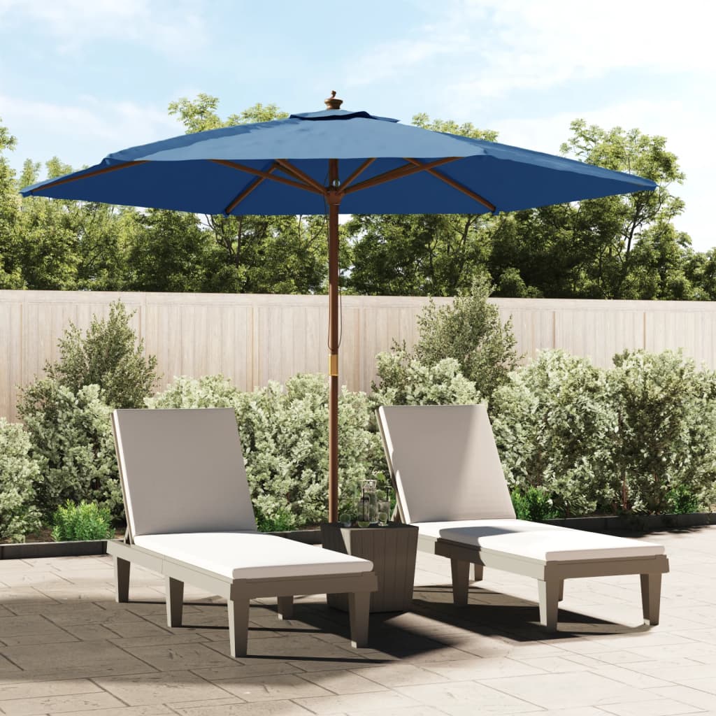 Vrtni suncobran s drvenim stupom azurnoplava 299 x 240 cm