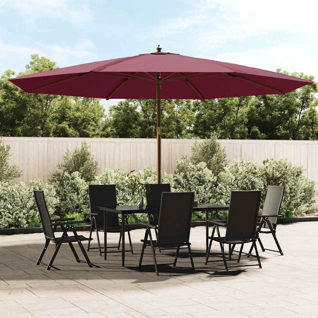 Vrtni suncobran s drvenim stupom bordo 400 x 273 cm