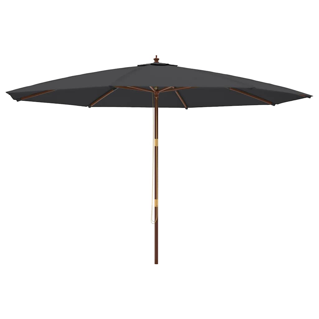Vrtni suncobran s drvenim stupom crni 400 x 273 cm