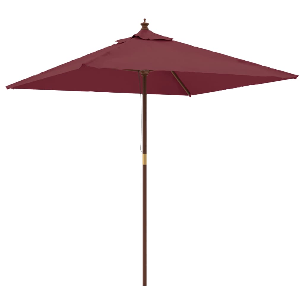 Vrtni suncobran s drvenim stupom bordo 198 x 198 x 231 cm