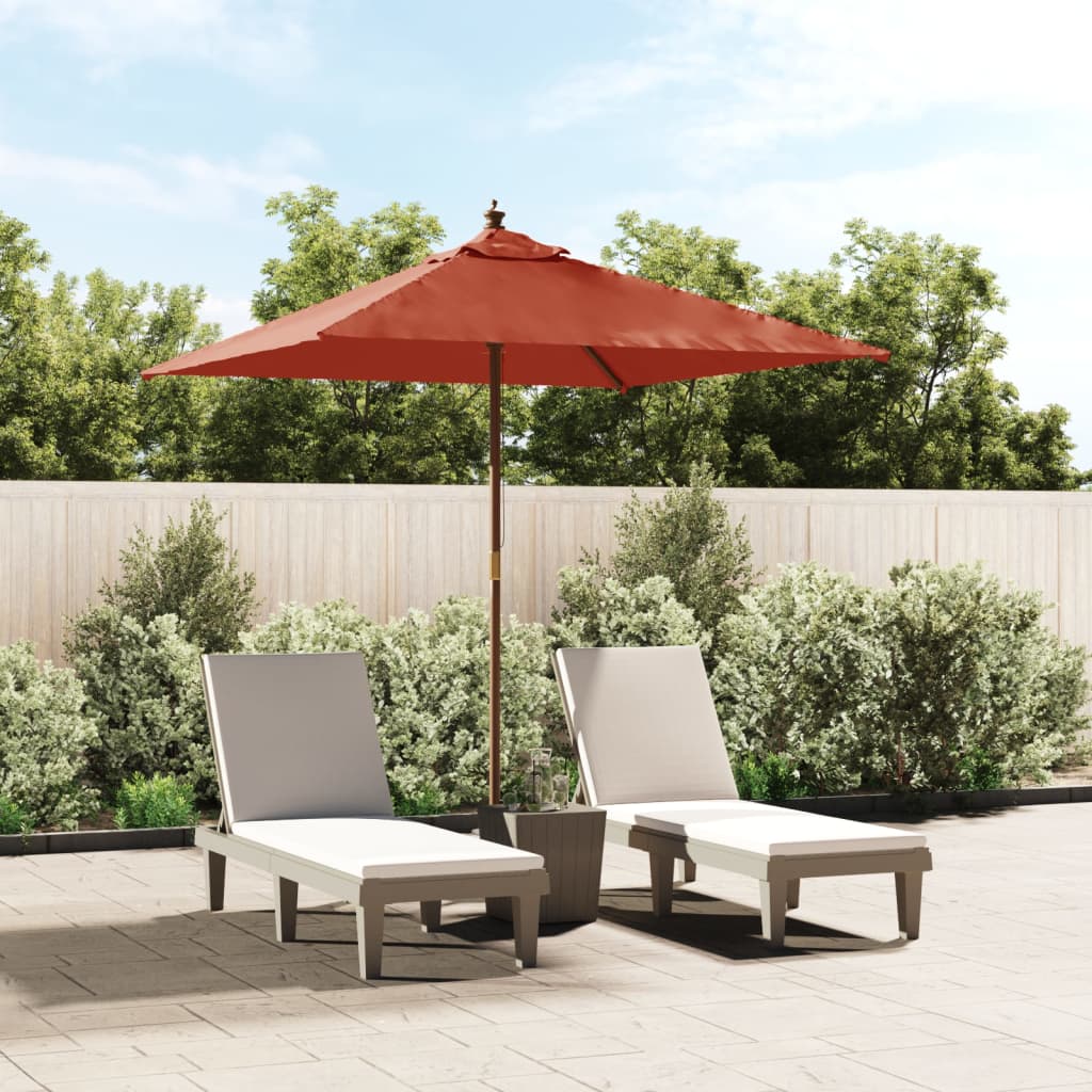 Vrtni suncobran s drvenim stupom terakota 198 x 198 x 231 cm