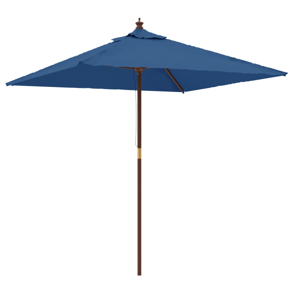 Vrtni suncobran s drvenim stupom azurnoplavi 198 x 198 x 231 cm