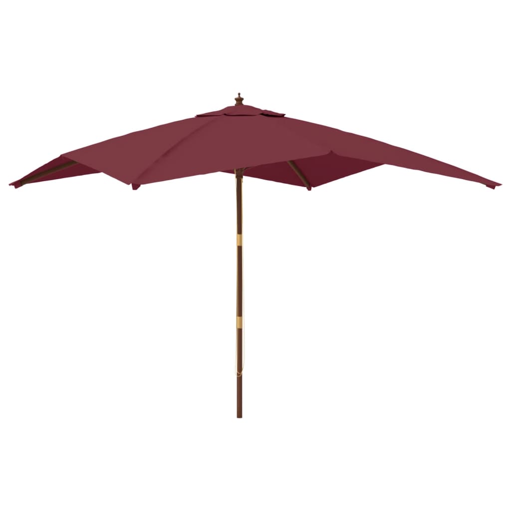 Vrtni suncobran s drvenim stupom bordo 300x300x273 cm
