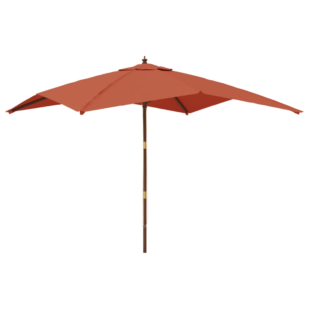 Vrtni suncobran s drvenim stupom terakota 300x300x273 cm
