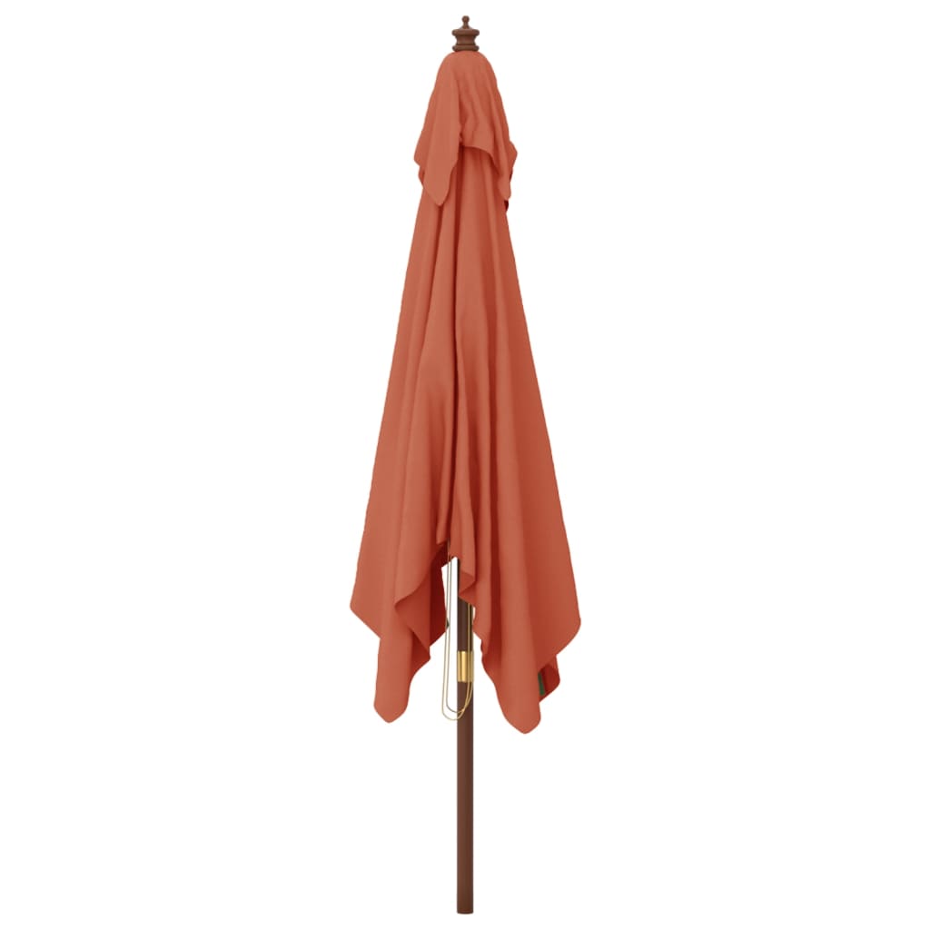 Vrtni suncobran s drvenim stupom terakota 300x300x273 cm