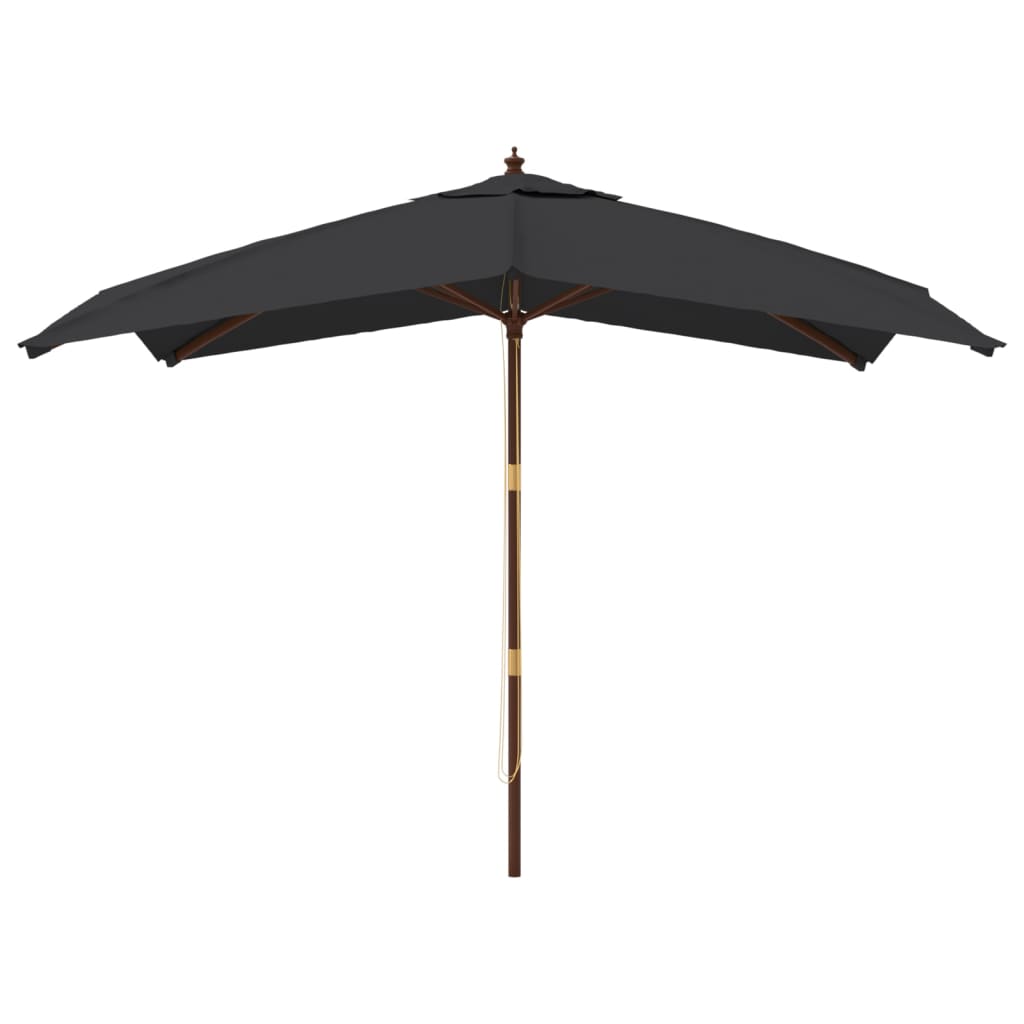 Vrtni suncobran s drvenim stupom crni 300x300x273 cm