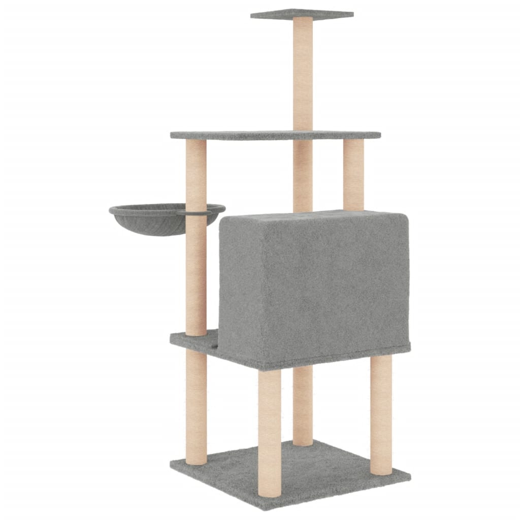 Penjalica za mačke sa stupovima za grebanje svjetlosiva 132 cm