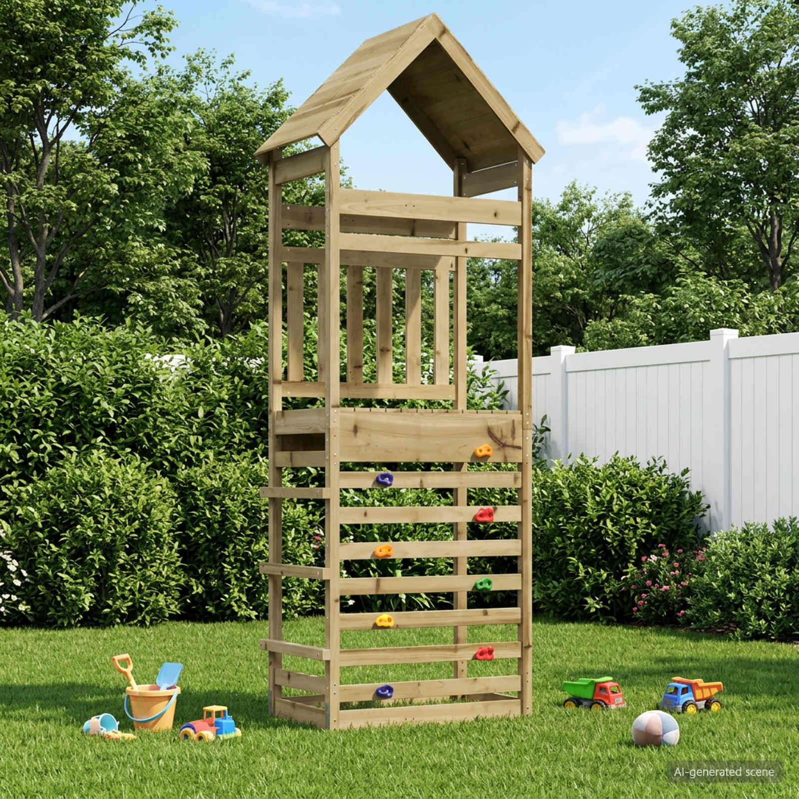 Vanjski Igrački Toranj Prirodna Čvrsto impregnirano borovo drvo