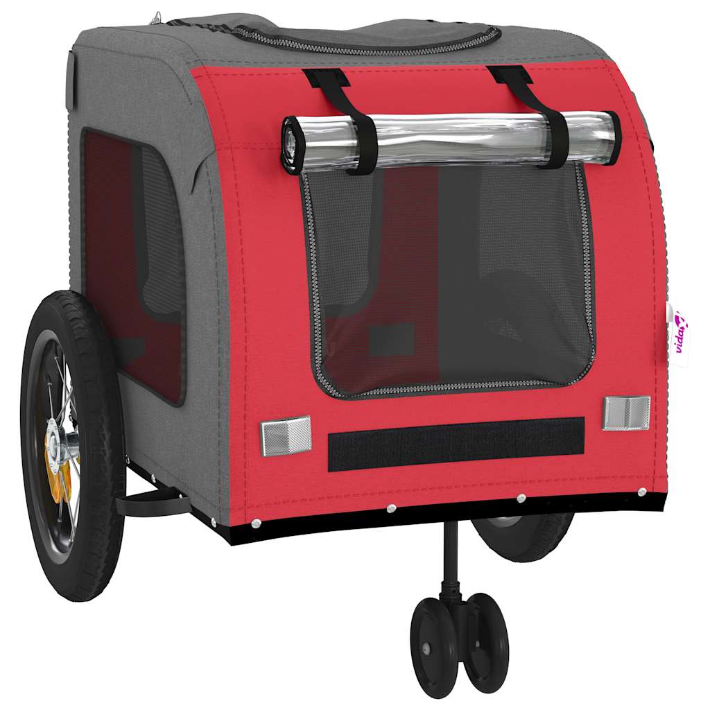 Prikolica za bicikl za kućne ljubimce s pohranom Crvena i siva