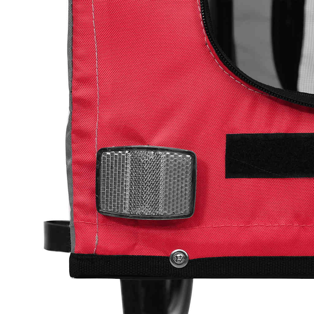 Prikolica za bicikl za ljubimce crveno-siva tkanina i željezo
