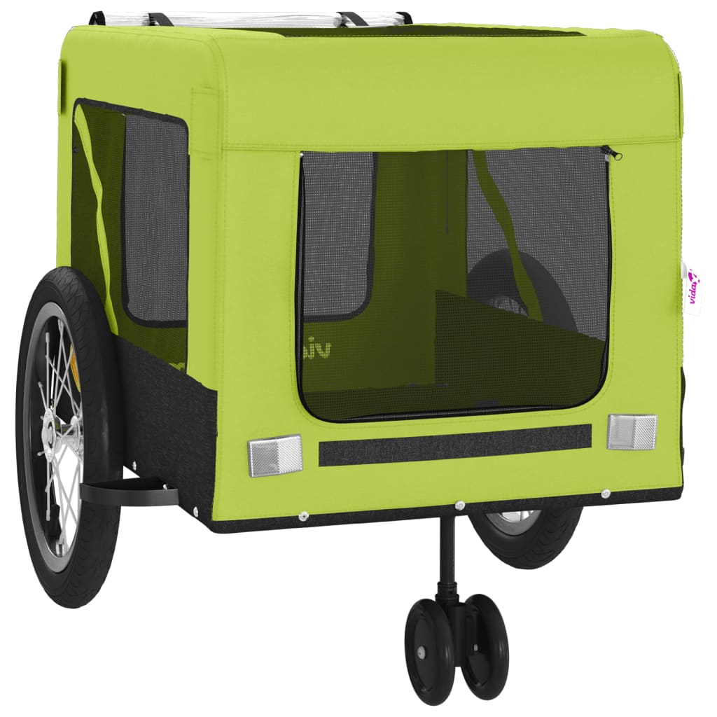 Prikolica za bicikl za ljubimce zeleno-crna tkanina i željezo