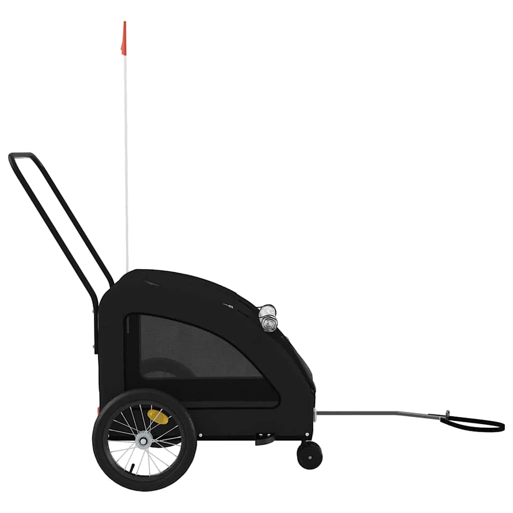 Prikolica za bicikl za ljubimce crna od tkanine i željeza