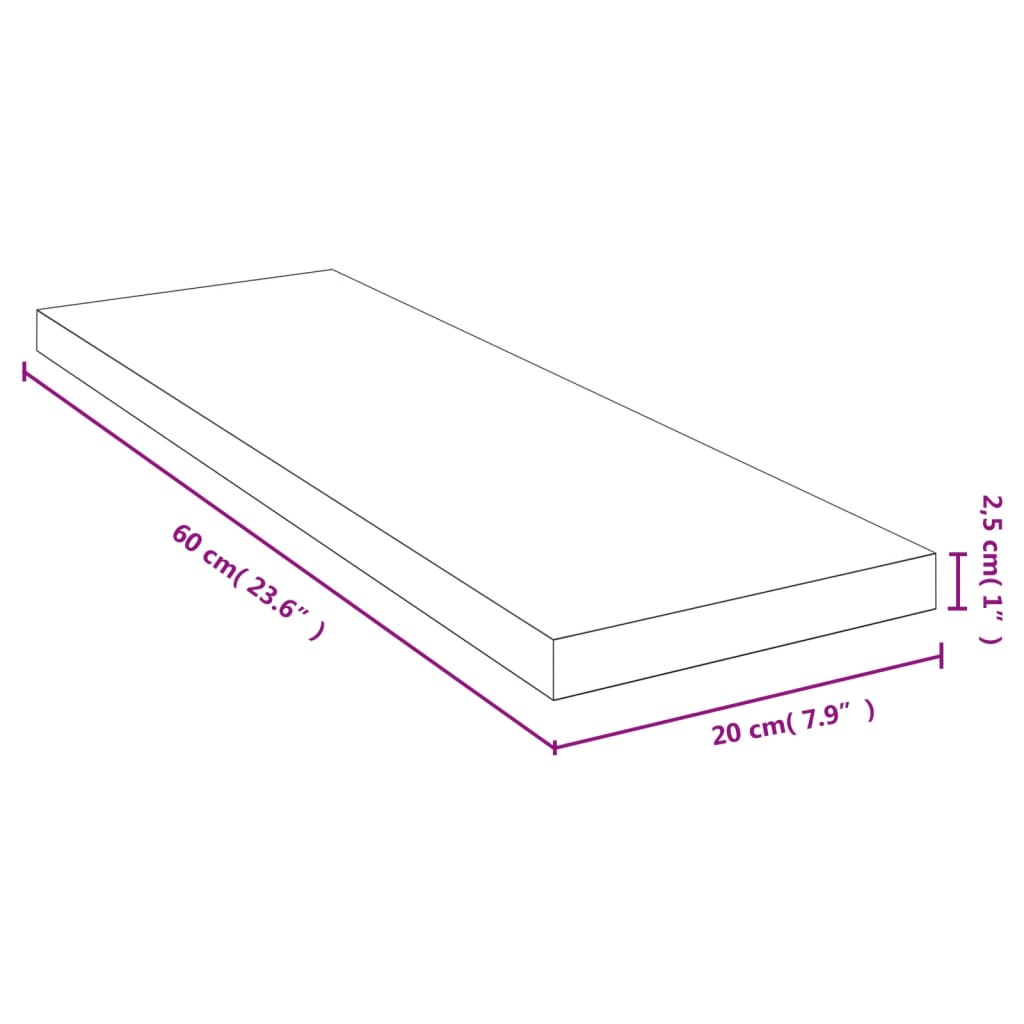Zidna polica 60 x 20 x 2,5 cm od bambusa